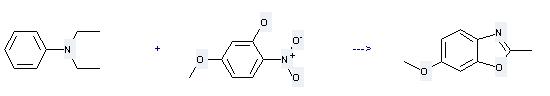Benzoxazole,6-methoxy-2-methyl-  can be prepared by N,N-Diethyl-aniline with 5-Methoxy-2-nitro-phenol.